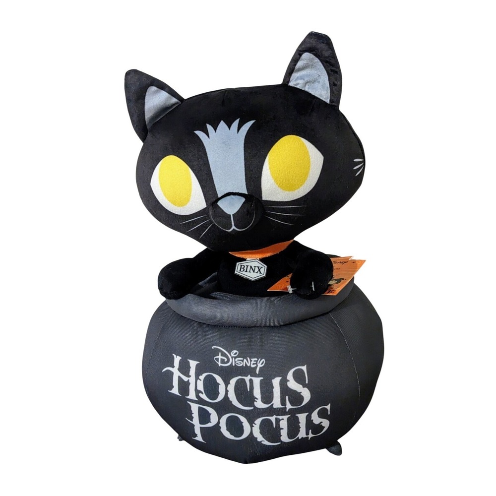 Disney Hocus Pocus Binx Cat in Cauldron Halloween Greeter Plush NWT
